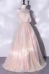 Elegante vestido de noche de fiesta con hombros descubiertos y corte A